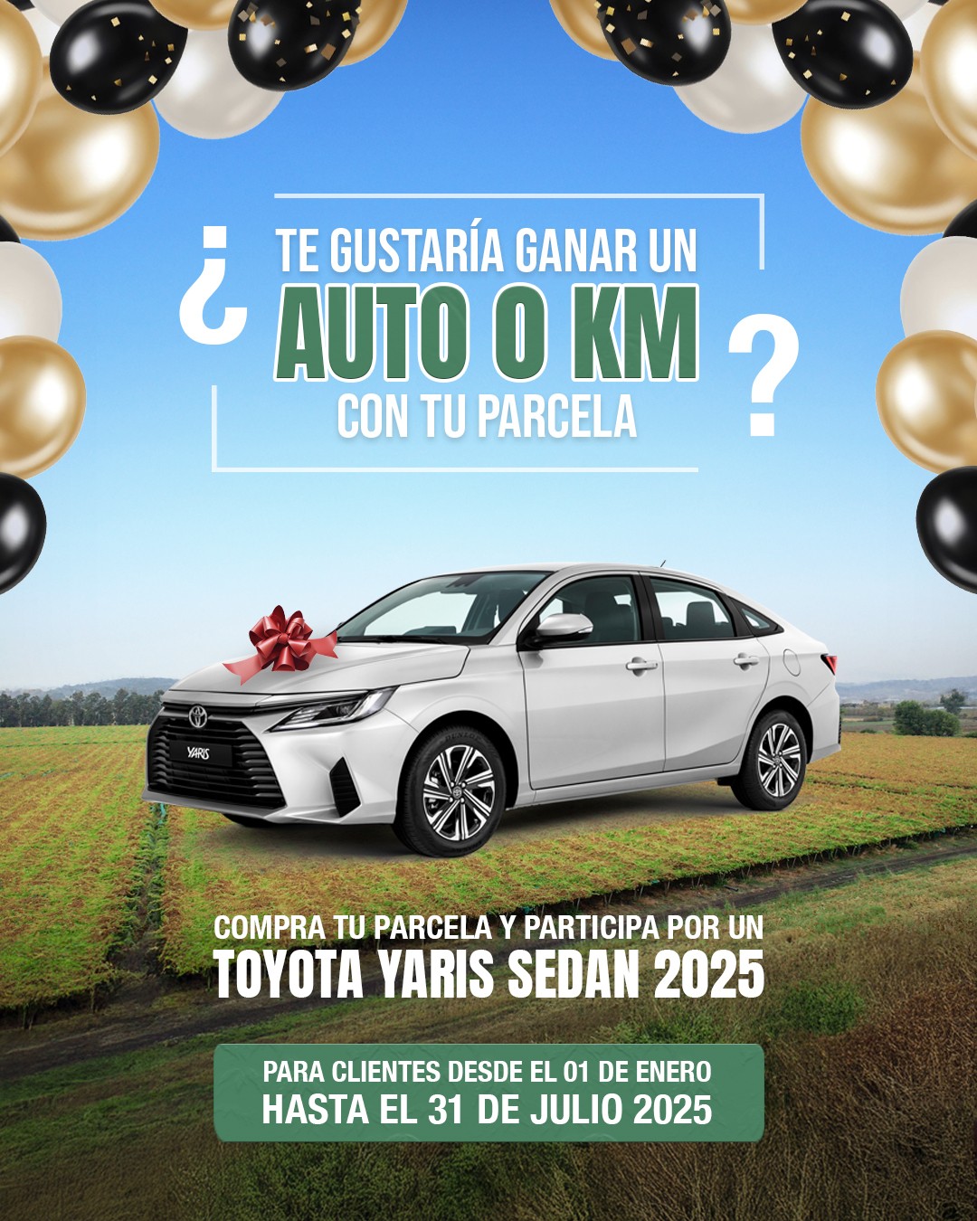 Compra una parcela y participa por un TOYOTA YARIS 2025